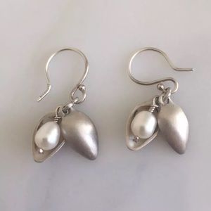 Me & Ro Sterling and Pearl Seed Pod Earrings